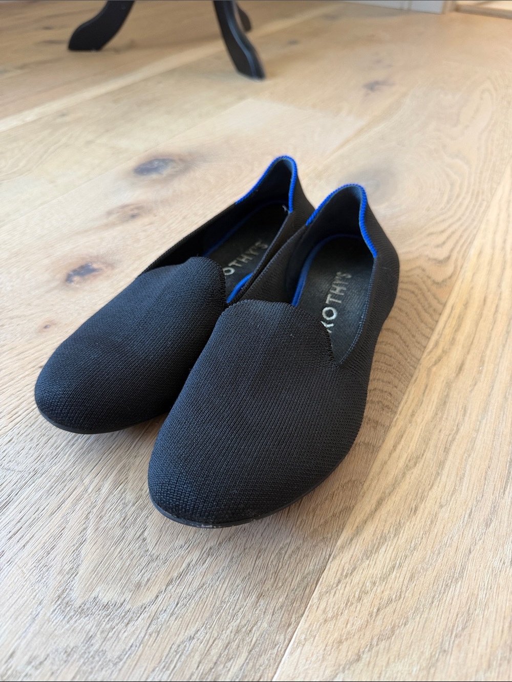 Rothy's Black Flats with Blue Trim
